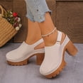 thumbnail image 4 of Pandaie Womens Platform Clogs Chunky High Heeled Mules Sandals Round Toe Slip on Slides Wide Width Comfortable Casual Pumps Shoes Beige Size 7.5, 4 of 9