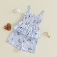 thumbnail image 4 of Xyant Toddler Baby Girl Clothes Knit Floral Fly Sleeve Tops Shorts Cute Summer Spring Outfits Infant Baby Girl Clothing Set (Blue,18-24 Months), 4 of 7