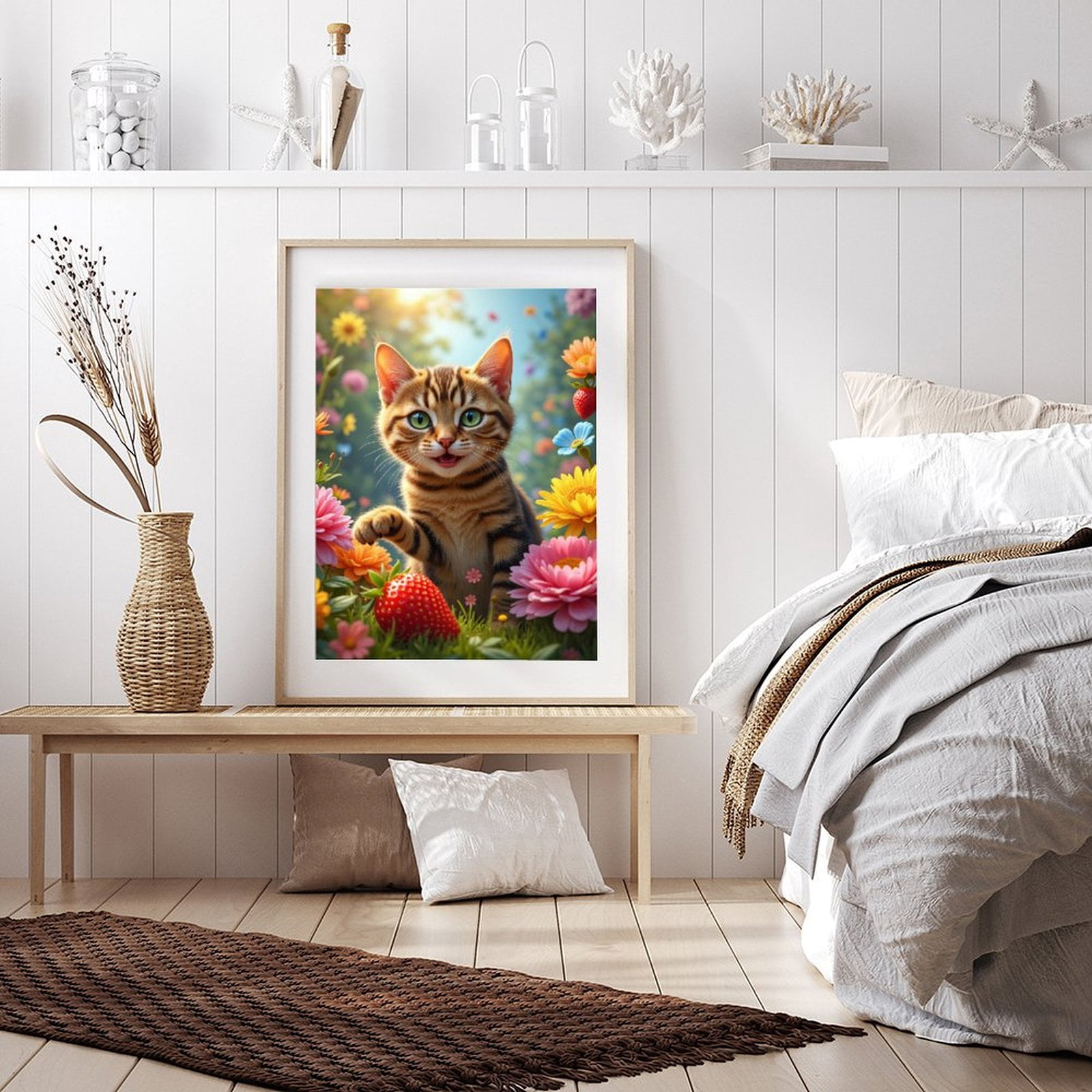 Diamond Art Kits for Adults - 5d Happy Kitten In Spring Garden Diamond Painting for Adults, Diamond Art for Adults Beginners, Diamond Painting Kits for Adults for Home Wall Decor