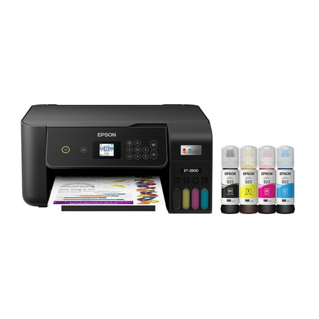 Epson EcoTank ET-2800 Wireless Color All-in-One Cartridge-Free Supertank Printer with Scan and Copy ? The Ideal Basic Home Printer - Black
