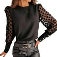 thumbnail image 1 of aidice Hauts d'Été pour Femmes Col Rond Manches Longues Chemises en Maille Boutonnées Amples Confortables Tendance, 1 of 9