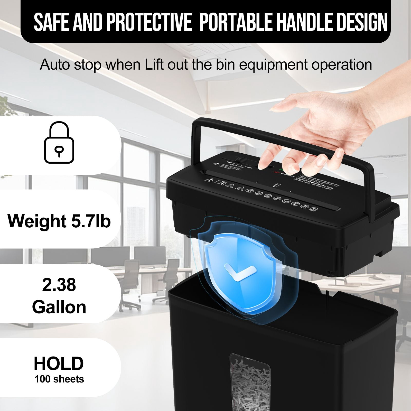 Home shredder, cross-cut shredder, 5-piece small cross-cut shredder, P-4 safety level, with 2.38-gallon bin, 4 mode design - durable, fast, paper jam-proof, suitable for offices, homes, schools
