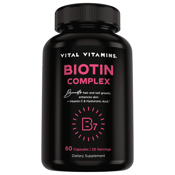 Vital Vitamins Biotin Complex - with Hyaluronic Acid, MSM, Collagen - Hair, Skin, & Nails - 60 Ct
