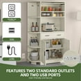 thumbnail image 3 of Uforic 67"H Pantry Storage Cabinet with Power Outlets, Kitchen Cabinet with Doors & Drawer, White, 3 of 8