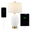 thumbnail image 3 of JONATHAN Y Reese 26.5" 1-Outlet Contemporary Style Iron/Glass LED Table Lamp with USB Charging Port, White/Brass Gold, JYL4053A, 3 of 6
