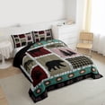 thumbnail image 3 of jejeloiu Kawaii Bear Paws Bedding Comforter Set,Rustic Farmhouse Cabin Twin Comforter Sets,Patchwork Checkered Retro Aztec Bedding Set For Kids,Breathable Home Decor Reversible,2 Pieces, 3 of 8