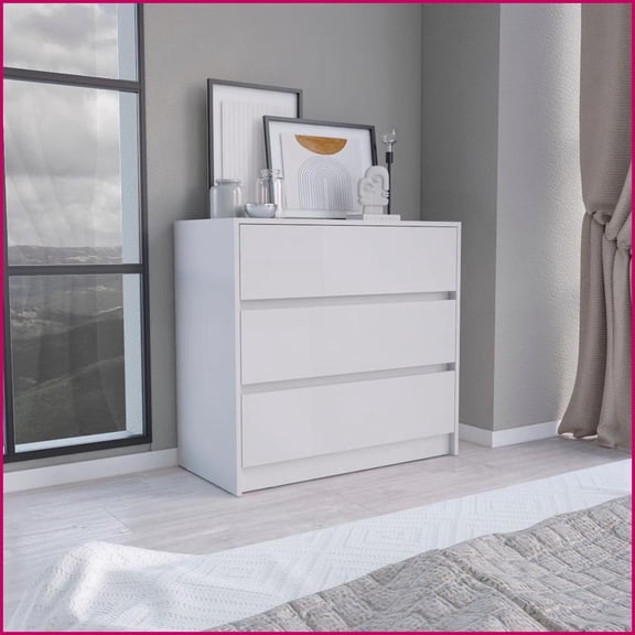 Dressers, 3-Drawer White Chest with Storage | 30"W x 31"H | Particle Board