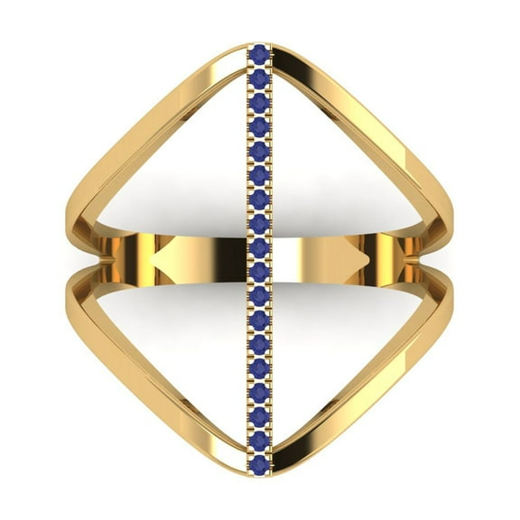 Statement Engagement Ring for Women - 0.09ct Simulated Tanzanite in 18K Yellow Gold Promise Ring