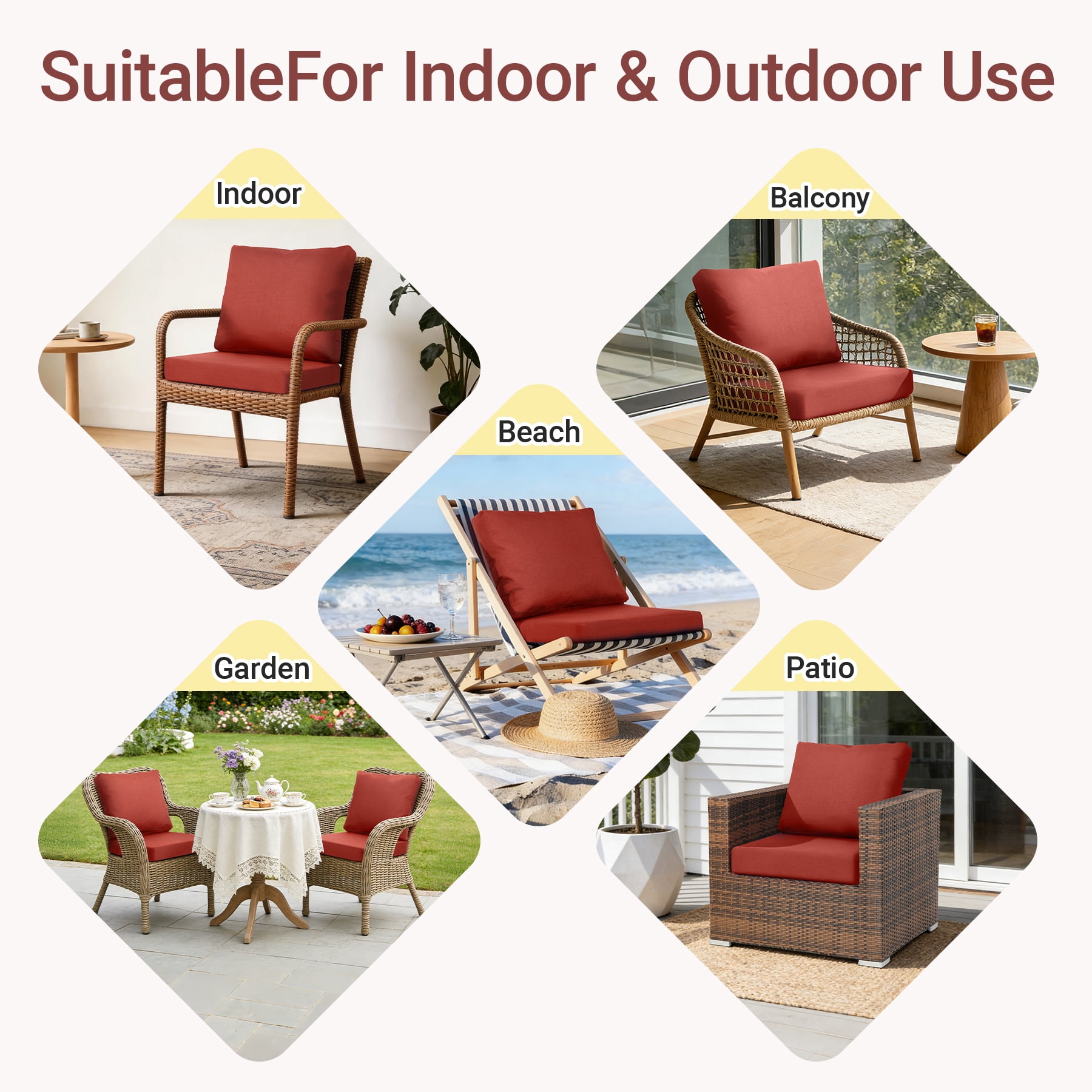 Favoyard Deep Seat Patio Cushion Set, 19 inch Rainproof & Fadeness Patio Cushions for Outdoor Chair Couch with Removable Cover