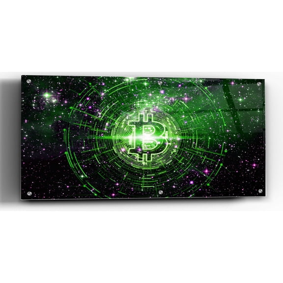 Epic Art 'Bitcoin Equinox', Acrylic Glass Wall Art, 24"x12"