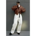 thumbnail image 4 of Womens Faux Leather Bomber Jackets Baseball Collar Zip Up Cropped Biker Coat with Pockets, 4 of 7