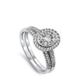 thumbnail image 4 of CHOOSE YOUR COLOR White CZ Solitaire Halo Ring Set .925 Sterling Silver Band Female Size 6, 4 of 4