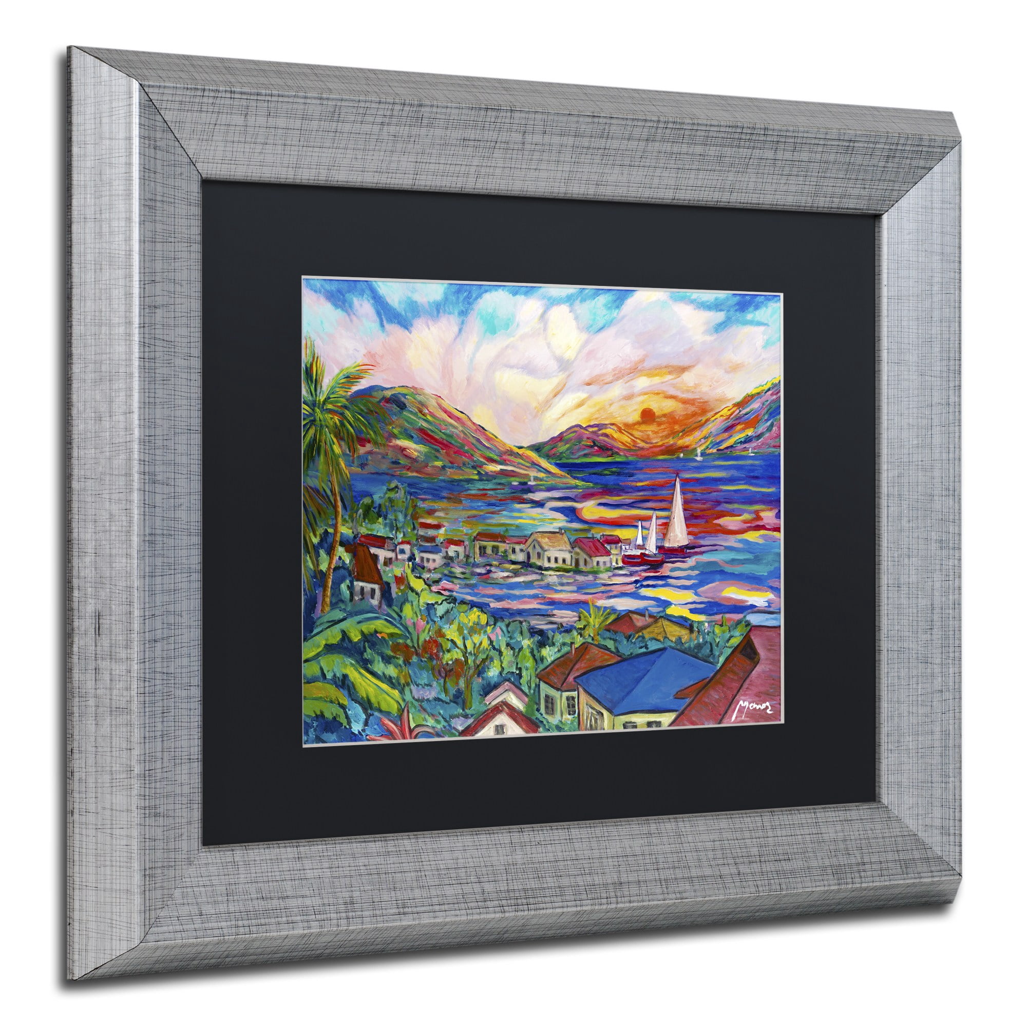 Trademark Fine Art "Sunset" Canvas Art by Manor Shadian Black Matte, Silver Frame