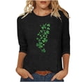 thumbnail image 2 of St. Patrick's Day Shirt for Women Cascading Glitter Clovers Graphic T-Shirt 3/4 Sleeve Crewneck Casual Soft Festival Apparel Charm Gift, 2 of 4