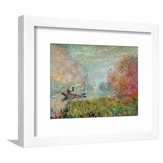 The Boat Studio on the Seine, 1875, Scenic Framed Art Print Wall Art by Claude Monet Sold by Art.Com
