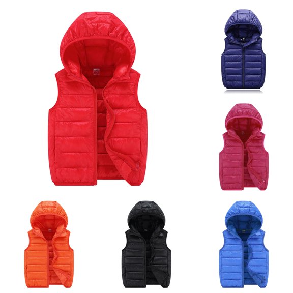 Child Kids Toddler Baby Boys Girls Sleeveless Winter Solid Coats Hooded Jacket Vest Outer Outwear Outfits Clothes