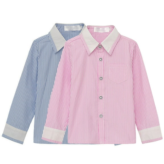 YANHAIGONG 2-13 Years Boys School Uniform Shirts Long Sleeve,Cotton Boys Button Down Shirts,Spring Summer School Uniform Shirts for Girls Bays,Fashion Casual Top Turndown Collar Shirt