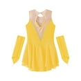 thumbnail image 6 of TSSOE Kids Girls Figure Ice Skating Dress Sleeveless Lyrical Ballet Dance Leotard Dresses with Gloves Yellow 16, 6 of 7