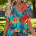 thumbnail image 2 of Womens Summer Tops 2026 V Neck Short Sleeve Shirts Trendy Dressy Casual Hawaiia Floral Vacation Outfits Printed, 2 of 7