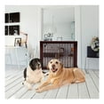 thumbnail image 2 of Wood Pet Gate - 3 Panel Adjustable Folding Fence for Dogs, Cherry Finish - Free Standing, 28-80" Wide - Ideal for Doorways, Hallways & Stairs, 2 of 9