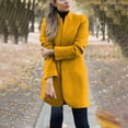 thumbnail image 3 of Tiqkatyck Womens Tops Clearance Womens Artificial Wool Coat Trench Jacket Ladies Warm Long Overcoat Outwear Open Sleeve Cardigan Jacket Solid Coat winter coat Yellow Yellow L, 3 of 6