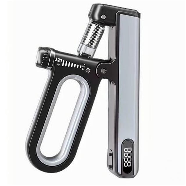 Contador Electrónico de Agarre para Ejercicios Profesionales de Fuerza de Mano, Entrenamiento Muscular del Brazo, Fuerza de Dedos, Negro y Gris.