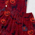 thumbnail image 3 of Likimi Toddler Girls Halloween Pajamas Set Short Sleeve Hallowmas Cartoon Print Lapel Button Down Pjs Tops With Shorts For Party Casual Homewear, 3 of 4