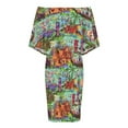 thumbnail image 4 of The ORIGINAL Enchanted Tiki Room Collage Women's Off The Shoulder Ruffles Summer Wedding Guest Loose Casual Party Beach Dress, 4 of 9