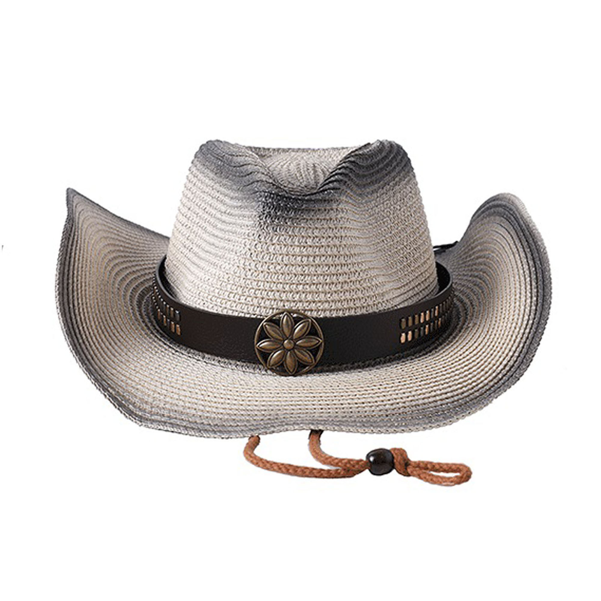 hirigin Women Men Patchwork Cowboy Hat, Vintage Style Rolled  display picture 2