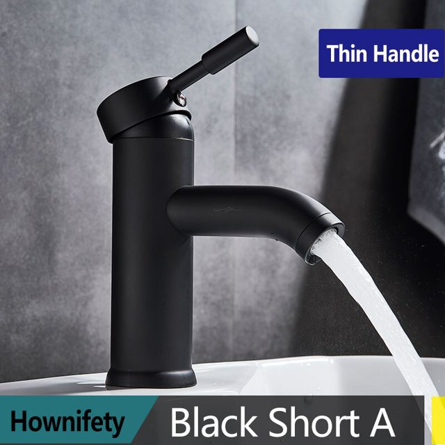 Grifo de baño negro Hownifety, grifo mezclador de agua fría y caliente, grifos de lavabo de pintura de acero inoxidable, grifo de un solo orificio Tan Jianjun unisex