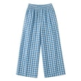 thumbnail image 6 of Inleife Women's Gingham Checkered Relaxed Fit Pants Elastic Waist Lounge Trousers with Pockets, 6 of 6