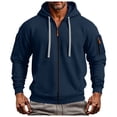thumbnail image 4 of TOWED22 Mens Zip Up Hoodie Long Sleeve Fleece Casual Hooded Sweatshirts Athletic Full Zip Jacket with Pockets(Navy,XL), 4 of 8