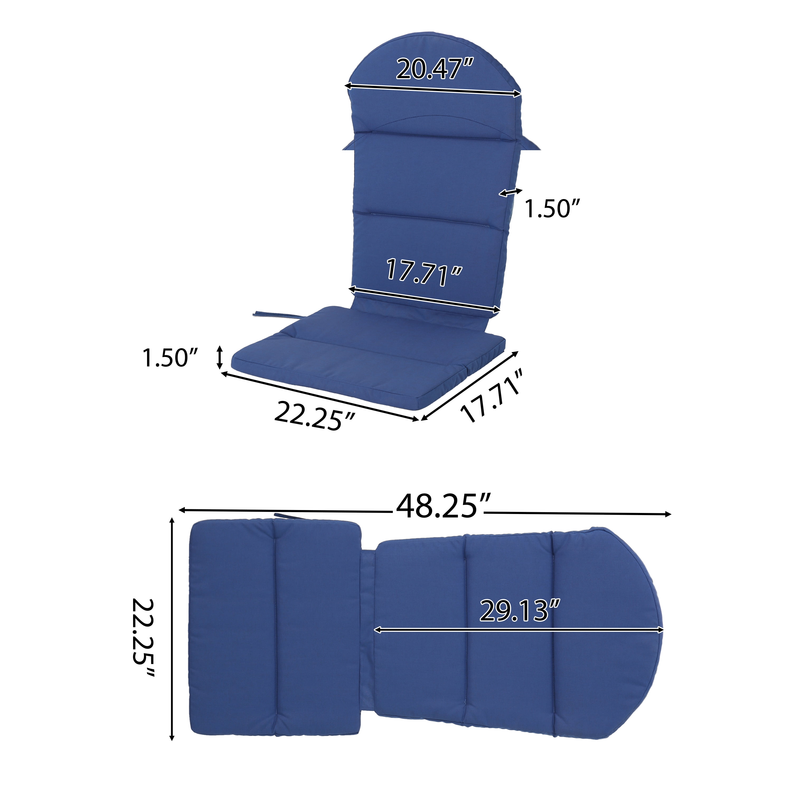 GDF Studio Cartagena Outdoor Water Resistant Fabric Adirondack Chair Cushion, Navy Blue