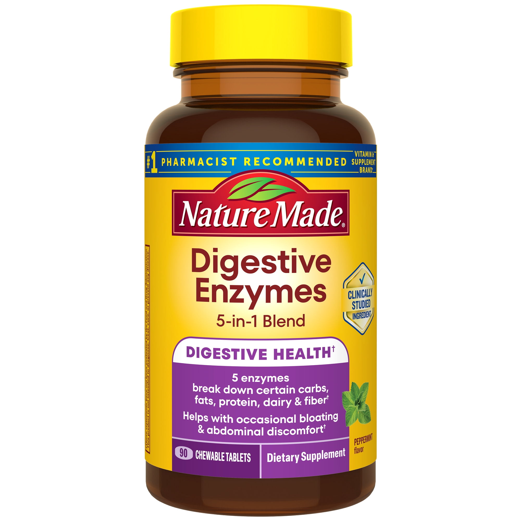 Nature Made Digestive Enzymes Chewable Tablets, Digestive Health Support, 90 Count
