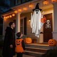 thumbnail image 6 of VORJELT 1.5M Hanging Ghost with Pumpkin Candy Bag - LED Light-Up Outdoor Halloween Decor, Spooky Porch Ornament for Yard and Party White, 6 of 6
