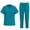Light Blue, variant on S-2XL Women Solid Color Medical Uniform V-Neck Elasticity Quick-Dry Short Sleeve Multi-pocket Design Nurse Uniform Set