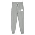 thumbnail image 3 of USNSM Women's Comfy Sweatpants Funny Heart Print Elastic Baggy Sweat Pants Casual Soft Drawstring Trousers with Pockets Gray S, 3 of 3
