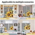 thumbnail image 6 of Sunflower Plaid Kitchen Curtains 96 Inch Length, Black White Checkered Yellow Floral Grommet Top Bedroom Living Room Curtains, Light Filtering Cafe Curtain Drapes 2 Panels Set 104''x96'', 6 of 9