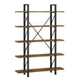 thumbnail image 6 of ModFusion 5 Tier Bookshelf Modern Bookcase Storage Display with Metal Frame for Home Office, Brown, 6 of 9