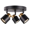 thumbnail image 1 of CRAFTRONOS 3 Light Track Lighting Kit, Matt Black Brass Finish Canopy with Moden Flush Mount Ceiling Spotlight for Kitchen,Dining,Living Room,Home Improvement, 1 of 4