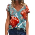 thumbnail image 2 of Teissuly Women's Fashion Summer V-Neck Short Sleeve Printed Casual T-shirt Blouse Tops, 2 of 5
