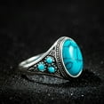 thumbnail image 4 of CILENON Fashion Rings Creative Gift Ethnic Wind Retro Imitation Turquoise Couple Rings Men And Women Finger Ring Jewelry (Rose Gold,One Size), 4 of 5