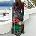thumbnail image 5 of Halloween Women's Party Dresses Fall 3/4 Length Sleeve Halloween Printed V Neck Swings Dresses Woman Fashion Halloween Long Dresses, 5 of 5