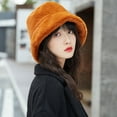 thumbnail image 2 of Chapeau de Pêcheur en Peluche Chaud à Large Bord Plat pour Femmes Hiver, 2 of 9