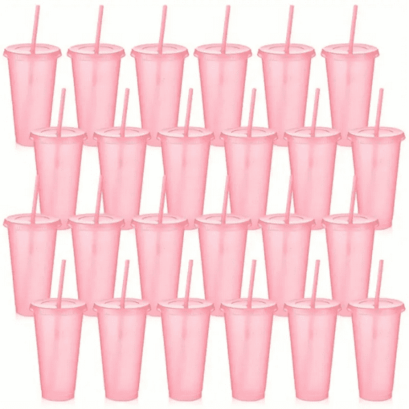 20pcs Sports Cup With Straw And Lid - 24oz Reusable Party Cup, Perfect For Fitness, Running, Cycling And Hiking Ideal Valentine's Day