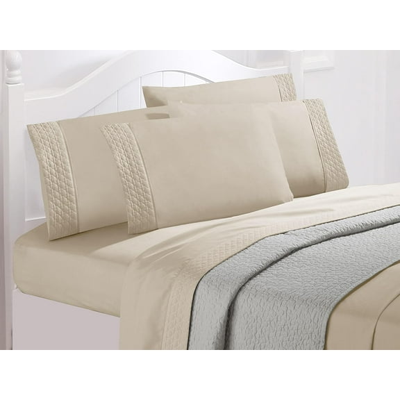 Elegant Comfort Luxury Microfiber Mattress Pillowcases, King Size, Cream