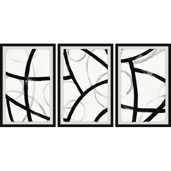 Marmont Hill Black and White Patterns Triptych, 12" x 24"