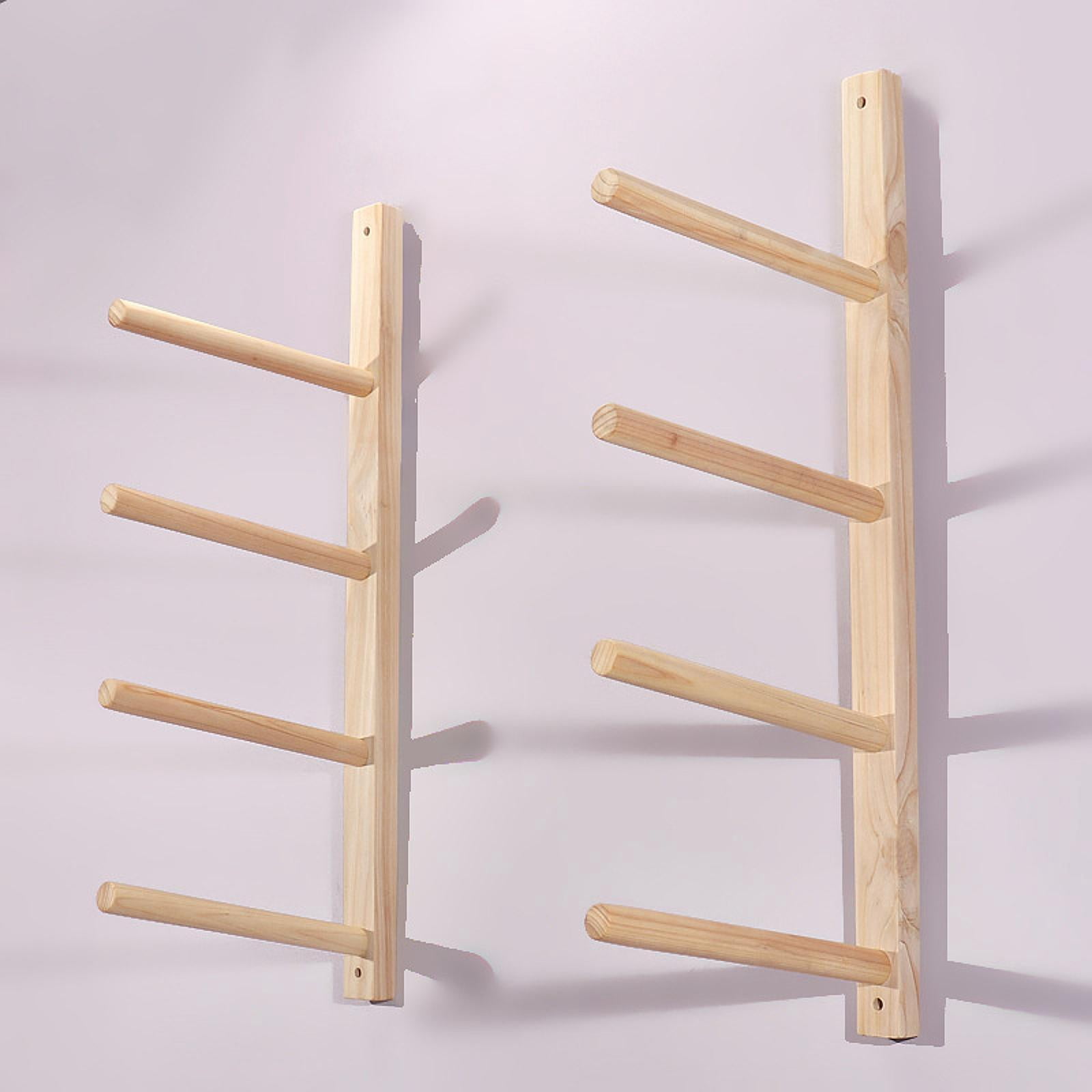 Fiocias 2 Pieces Wood Yoga Mat Storage Rack Gym Organizer Yoga Mat Holder for Skateboard 4 Tier