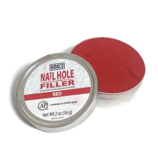 Amaco Nail Hole and Corner Filler for Wood, 2 Oz Tin, Red