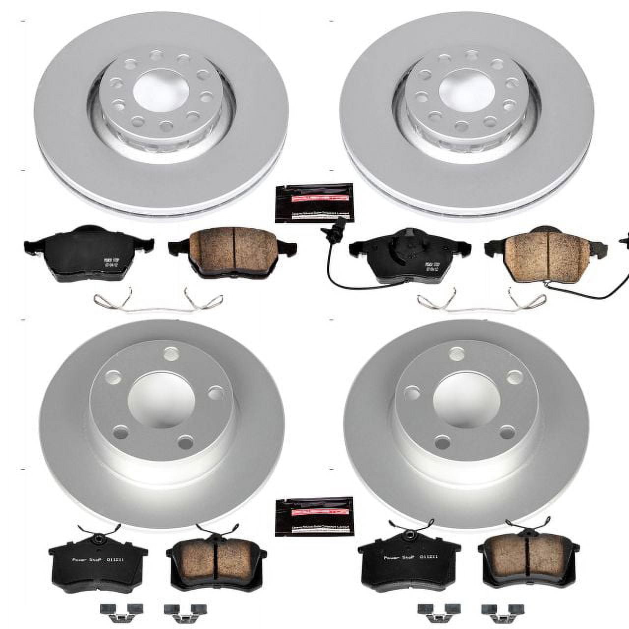 PowerStop Front and Rear Geomet Coated Brake Rotor and Pad Kit Fits: AUDI Select Models CRK639